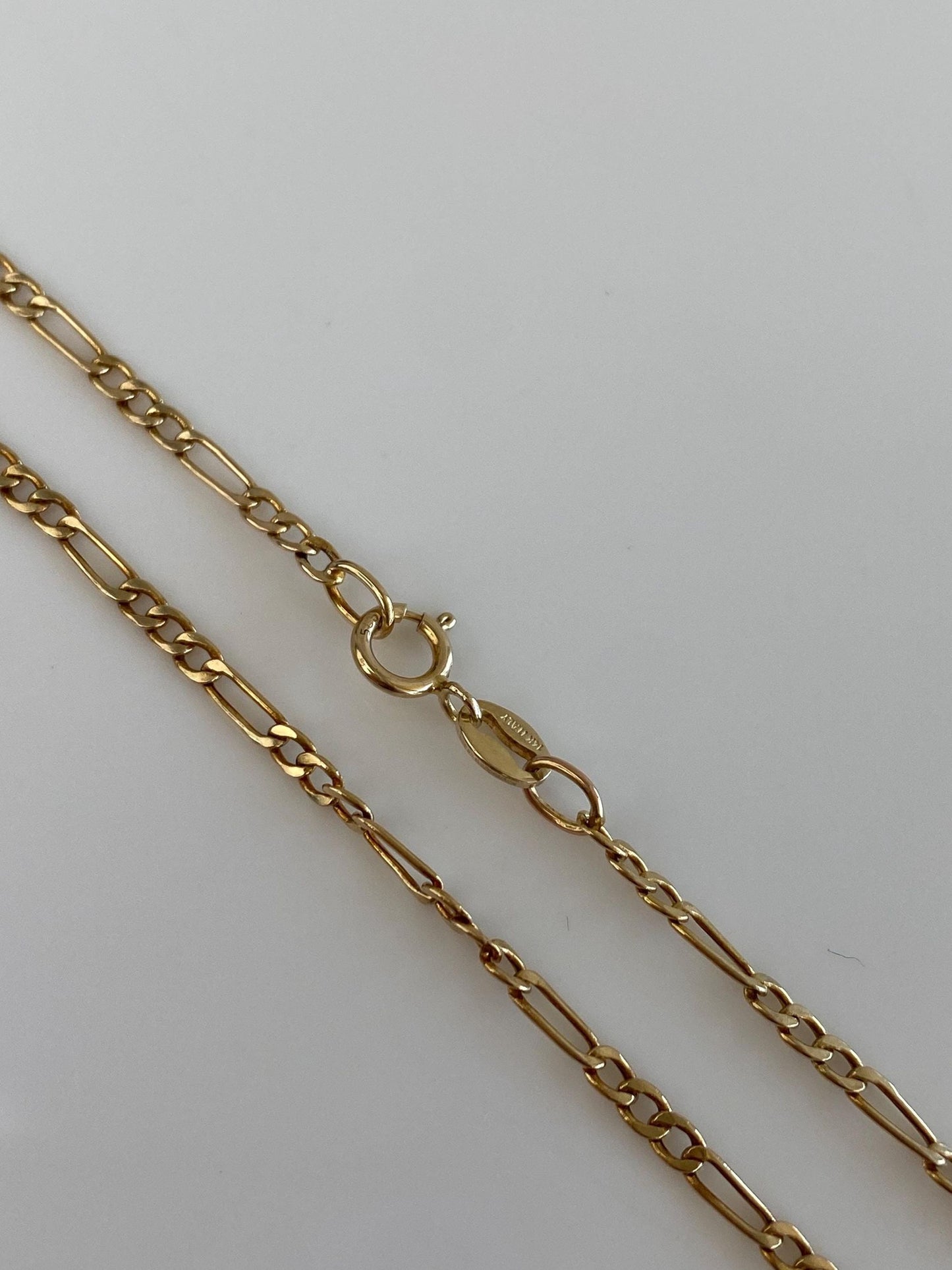 Vintage 14k Yellow Gold Figaro Chain Necklace - 19.75 inches