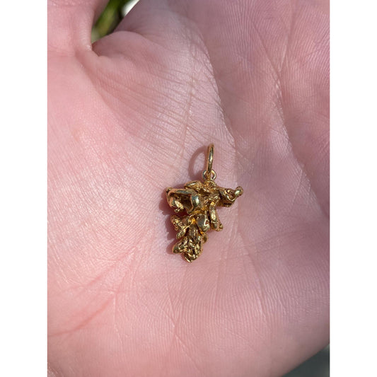 Vintage Solid 21k Yellow Gold Nugget Charm