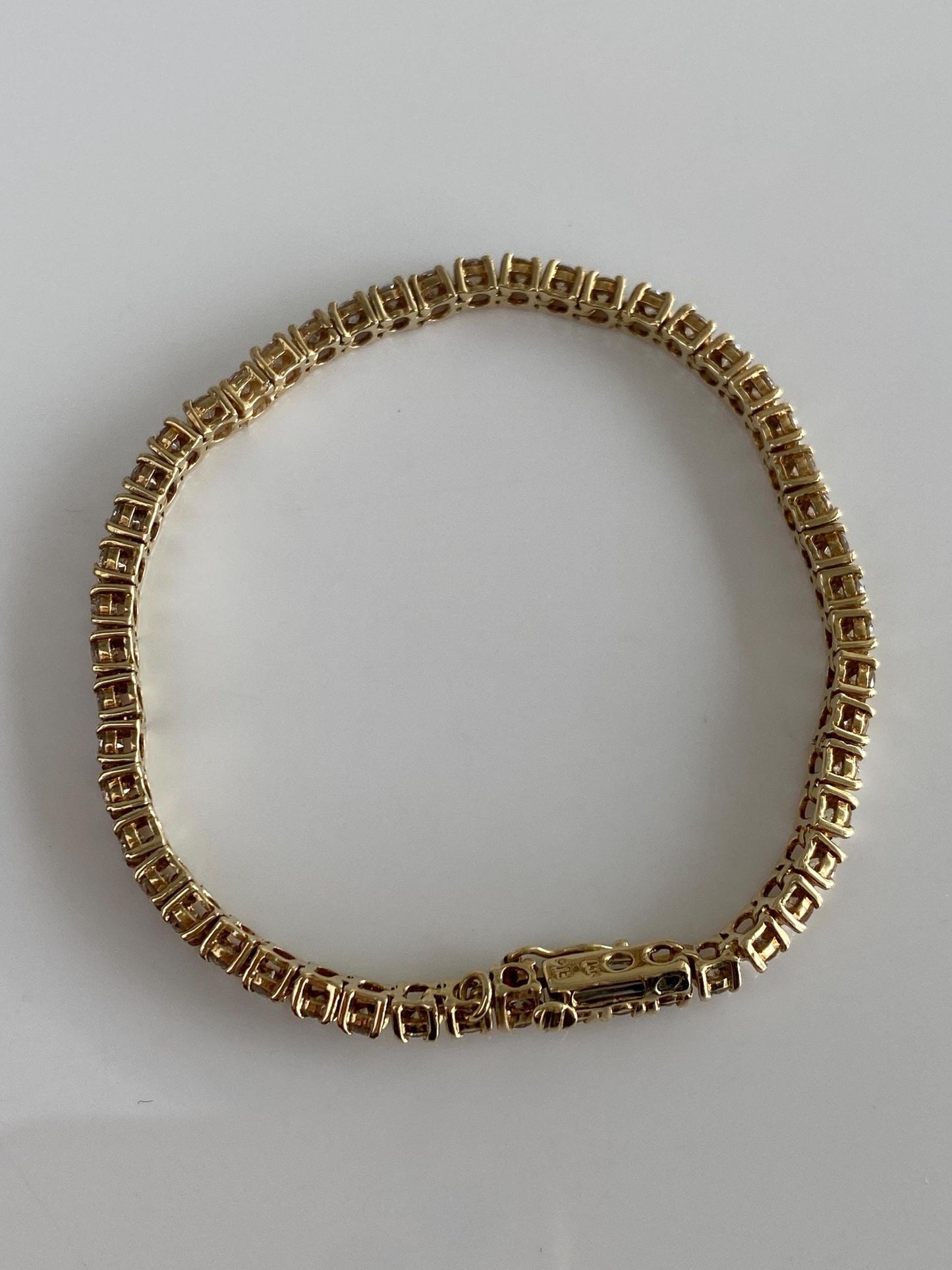 Vintage Solid 14k Yellow Gold Diamond Link Bracelet - 6.5 Inches
