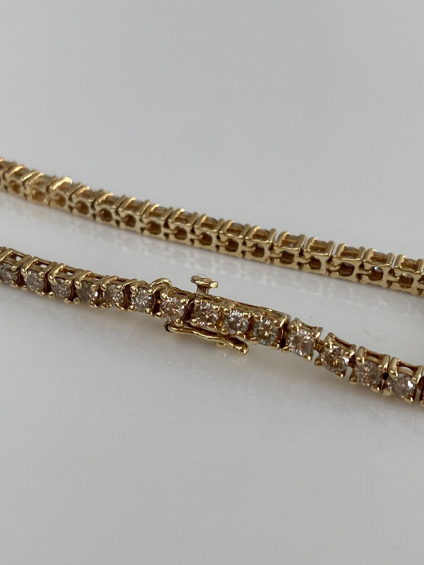 Vintage Solid 14k Yellow Gold Diamond Link Bracelet - 6.5 Inches