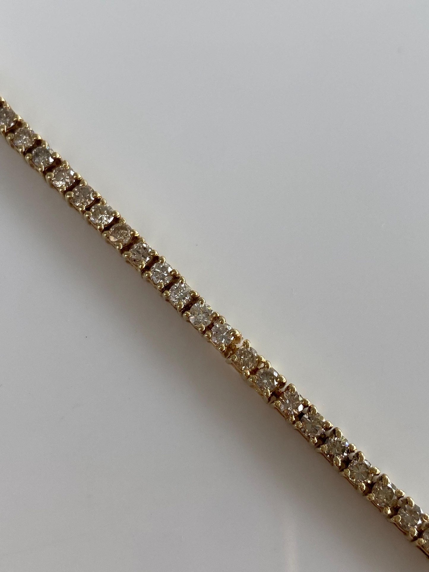 Vintage Solid 14k Yellow Gold Diamond Link Bracelet - 6.5 Inches