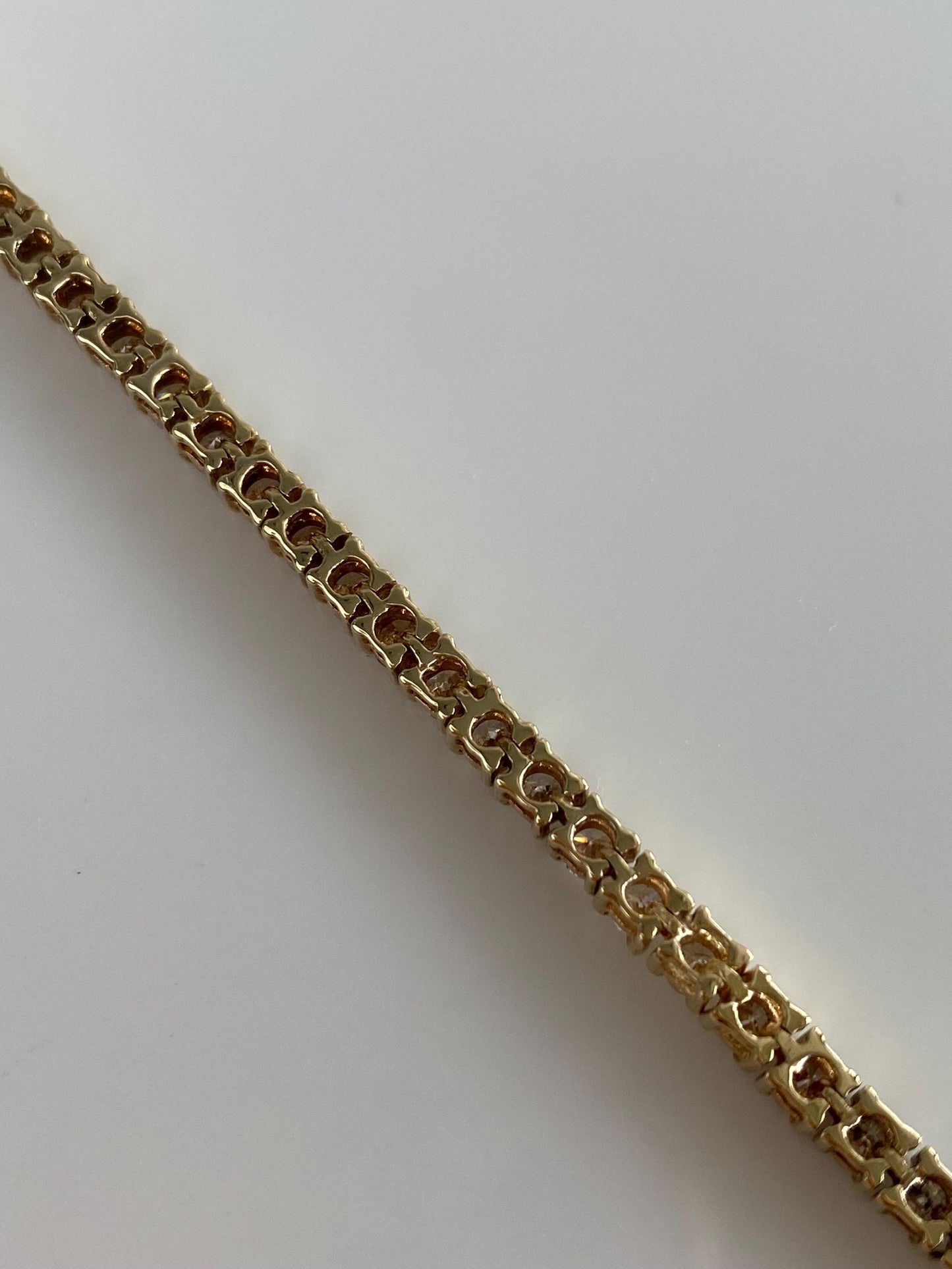 Vintage Solid 14k Yellow Gold Diamond Link Bracelet - 6.5 Inches