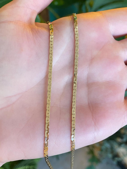 Vintage Solid 14k Yellow Gold C Link Chain Necklace - 18 inches