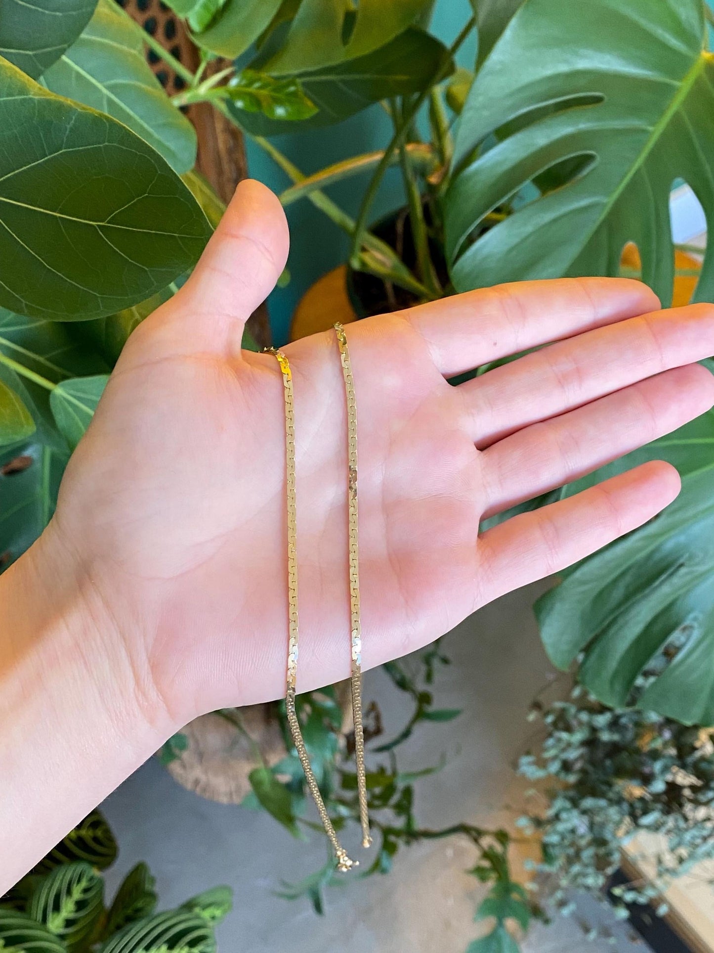 Vintage Solid 14k Yellow Gold C Link Chain Necklace - 18 inches