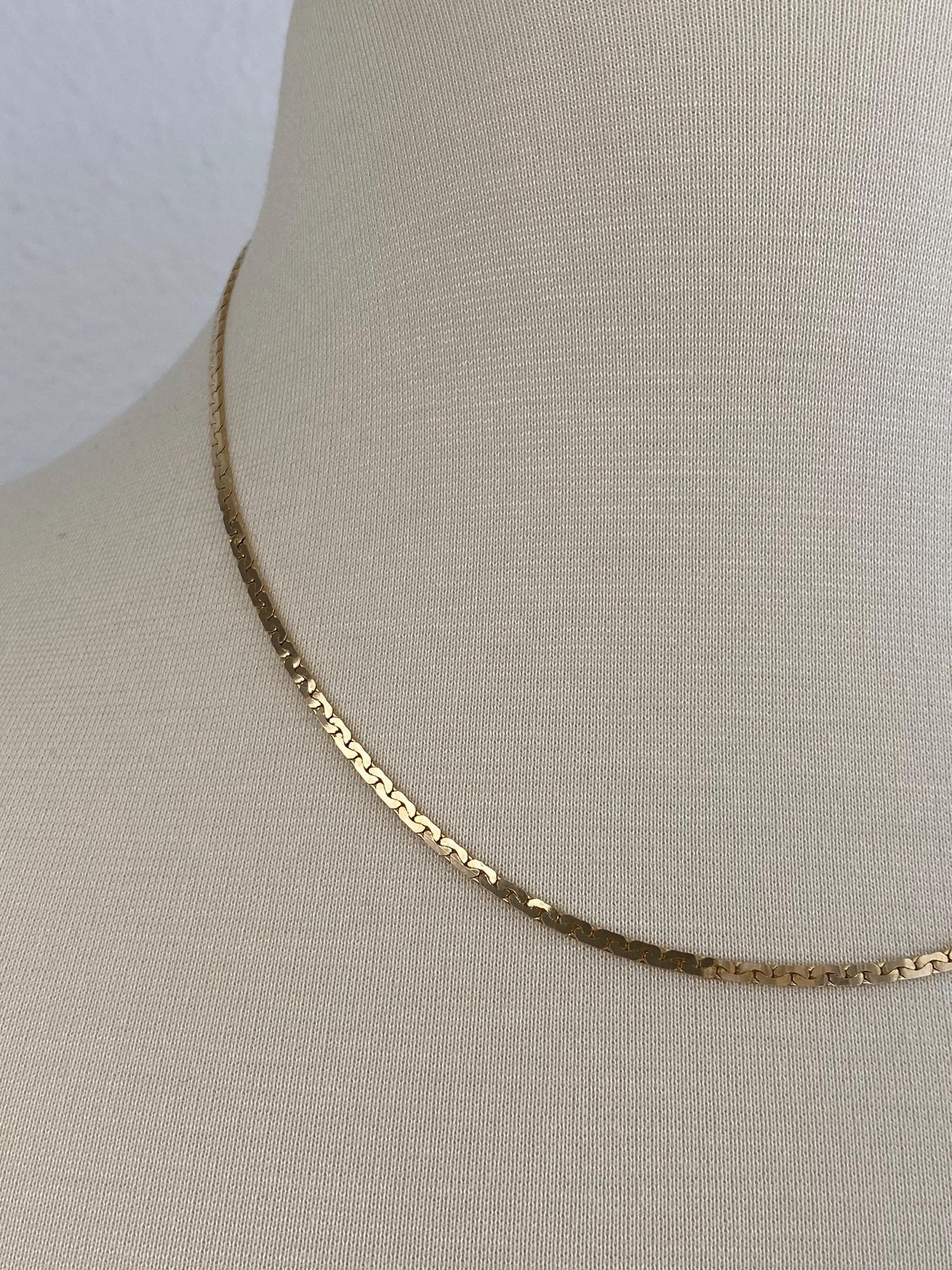 Vintage Solid 14k Yellow Gold C Link Chain Necklace - 18 inches
