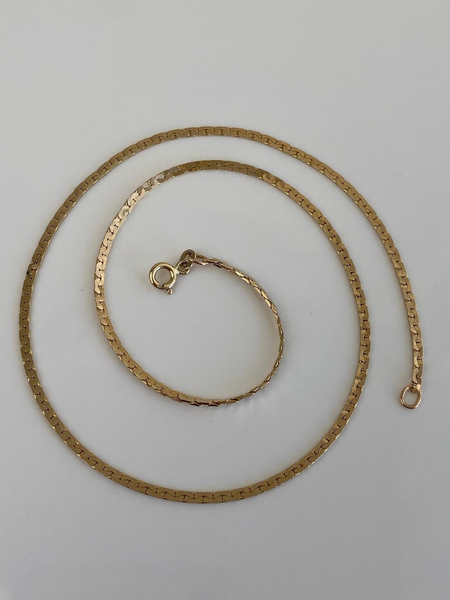 Vintage Solid 14k Yellow Gold C Link Chain Necklace - 18 inches