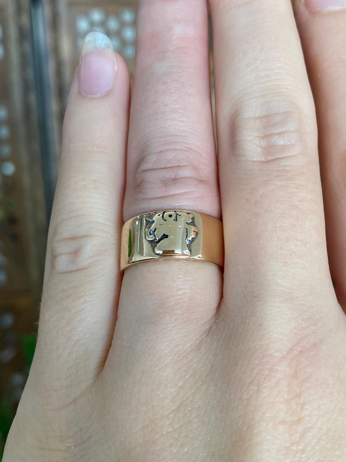 Vintage Solid 14k Rosey Gold Design Ring Band - Size 6