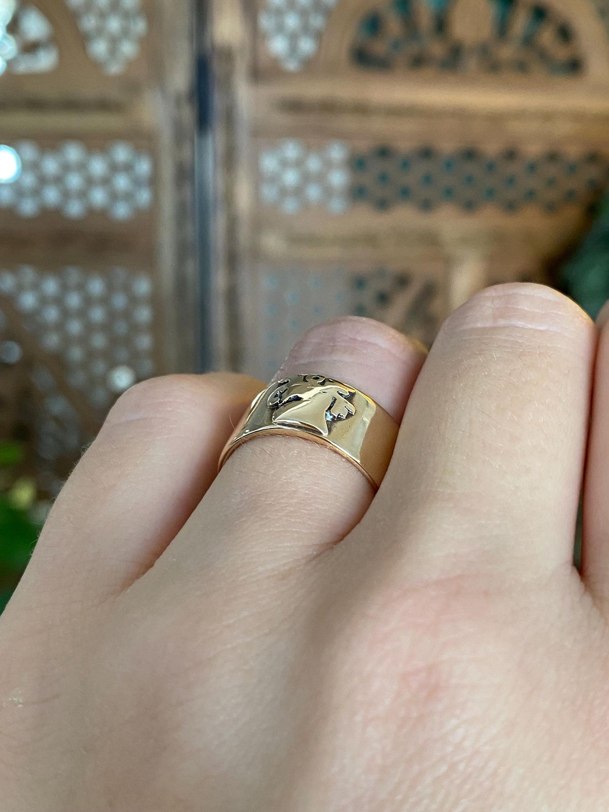 Vintage Solid 14k Rosey Gold Design Ring Band - Size 6