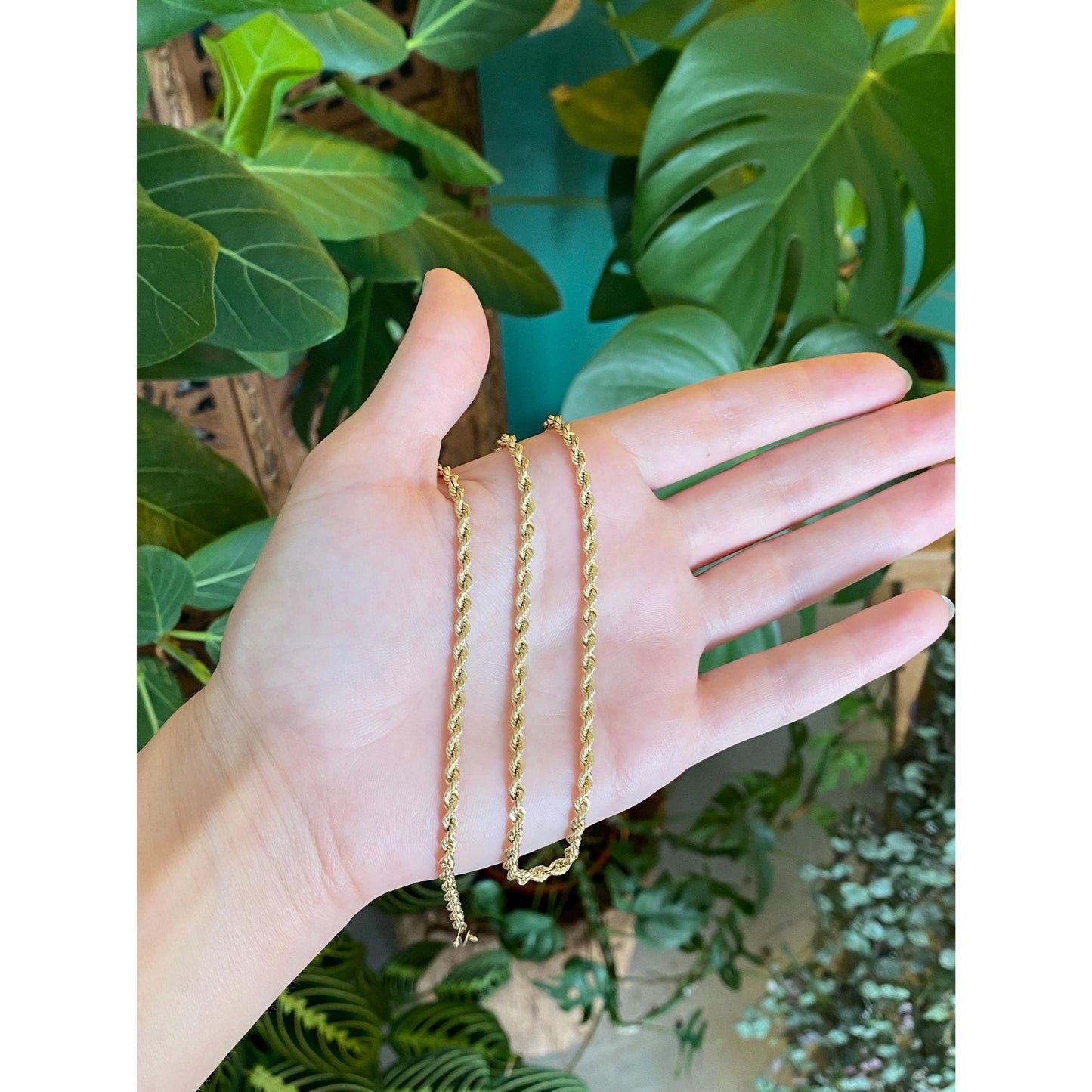 Vintage Solid 14k Yellow Gold Rope Chain Necklace - 18.25 inches