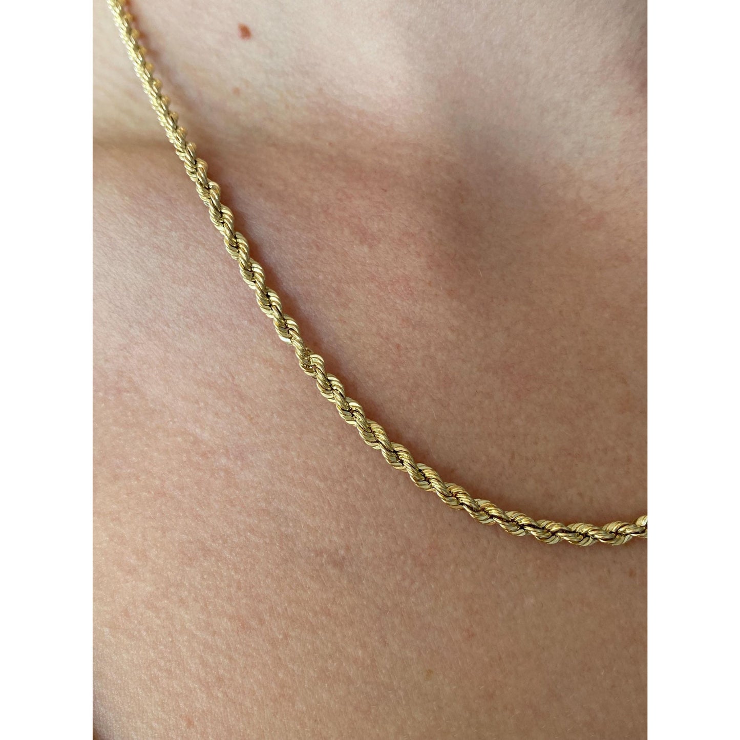 Vintage Solid 14k Yellow Gold Rope Chain Necklace - 18.25 inches