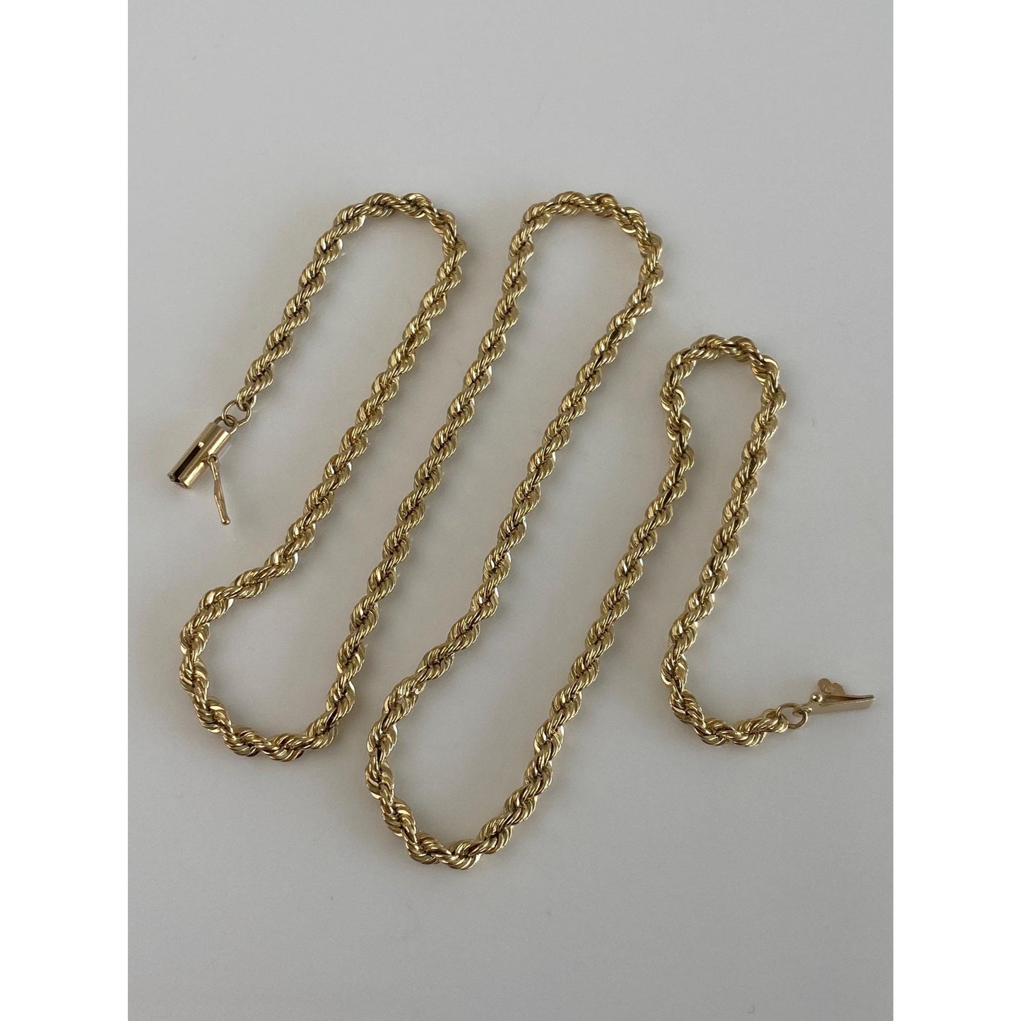 Vintage Solid 14k Yellow Gold Rope Chain Necklace - 18.25 inches