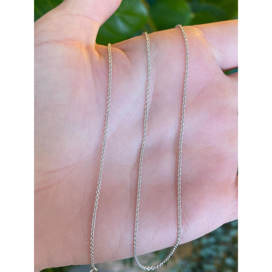 Solid 18k White Gold Tight Rolo Chain Necklace - 16 inches