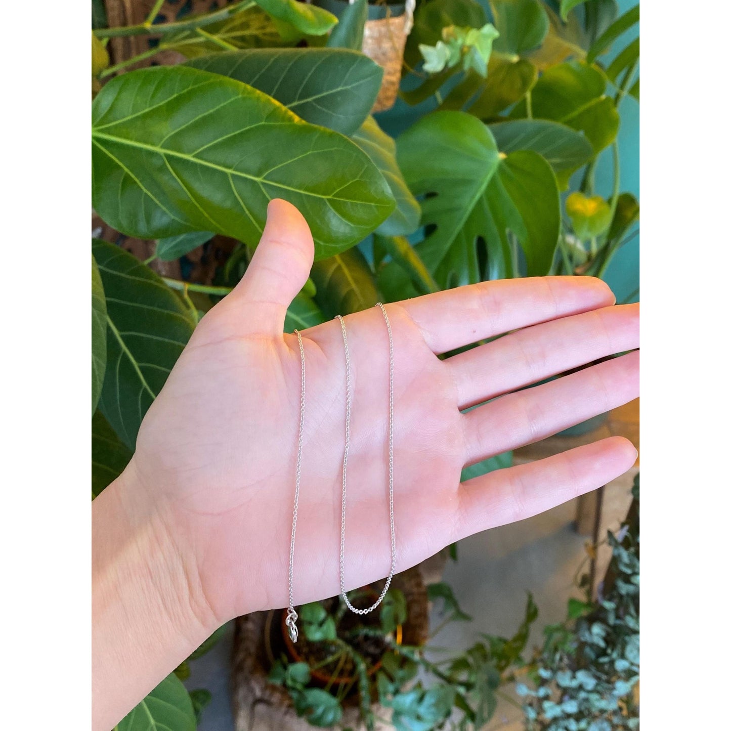 Solid 18k White Gold Tight Rolo Chain Necklace - 16 inches