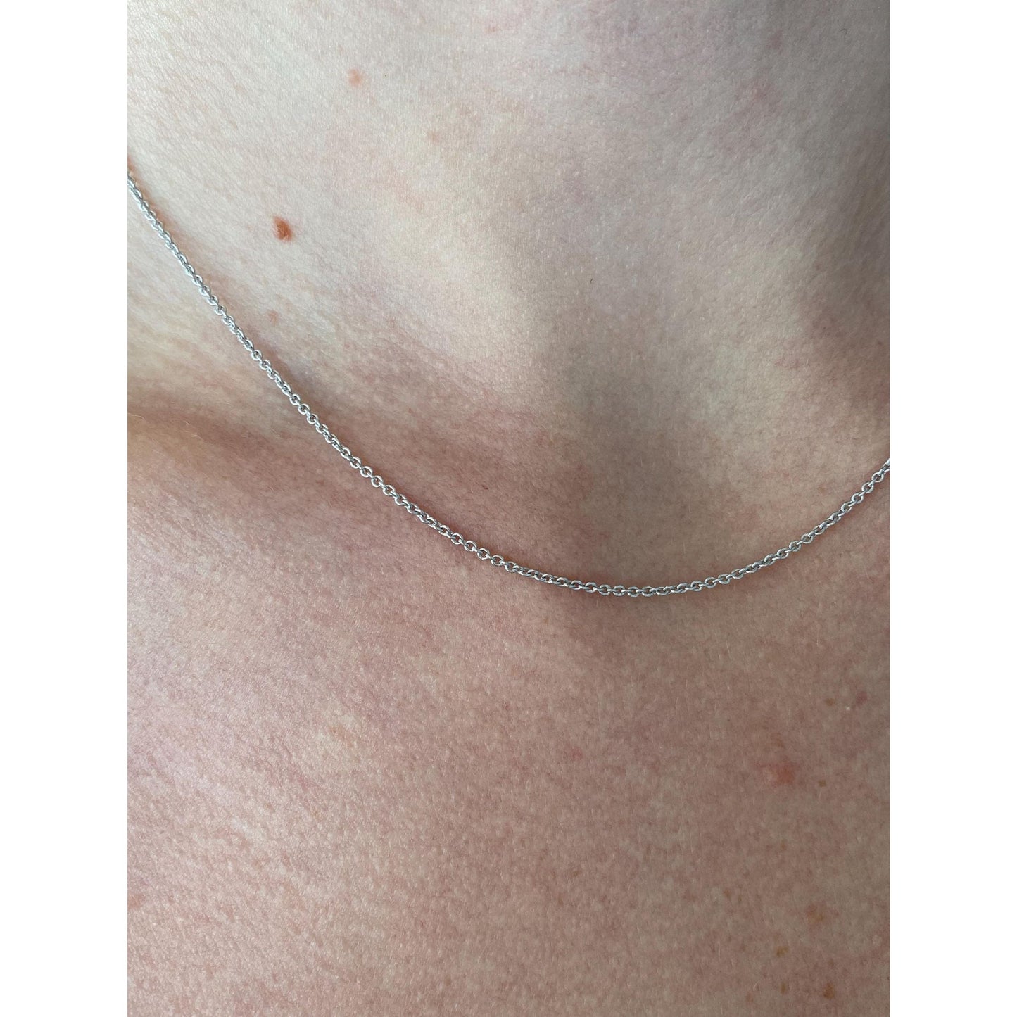 Solid 18k White Gold Tight Rolo Chain Necklace - 16 inches