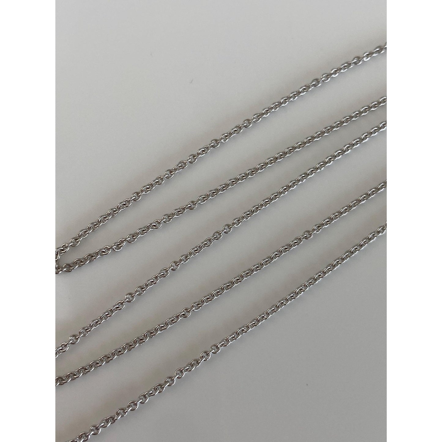 Solid 18k White Gold Tight Rolo Chain Necklace - 16 inches