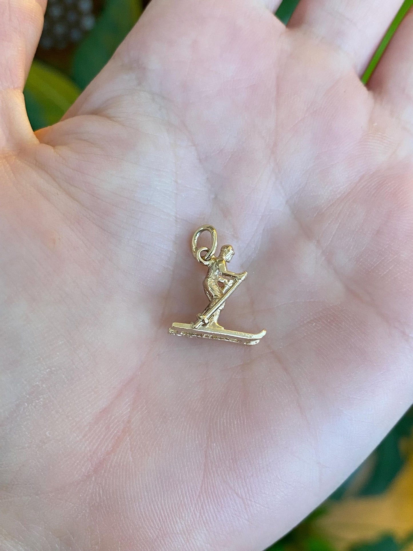 Vintage Solid 10k Yellow Gold Skier Charm