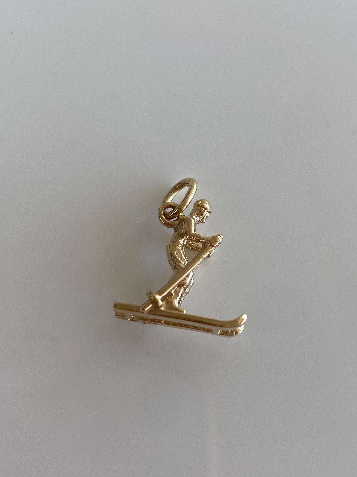 Vintage Solid 10k Yellow Gold Skier Charm