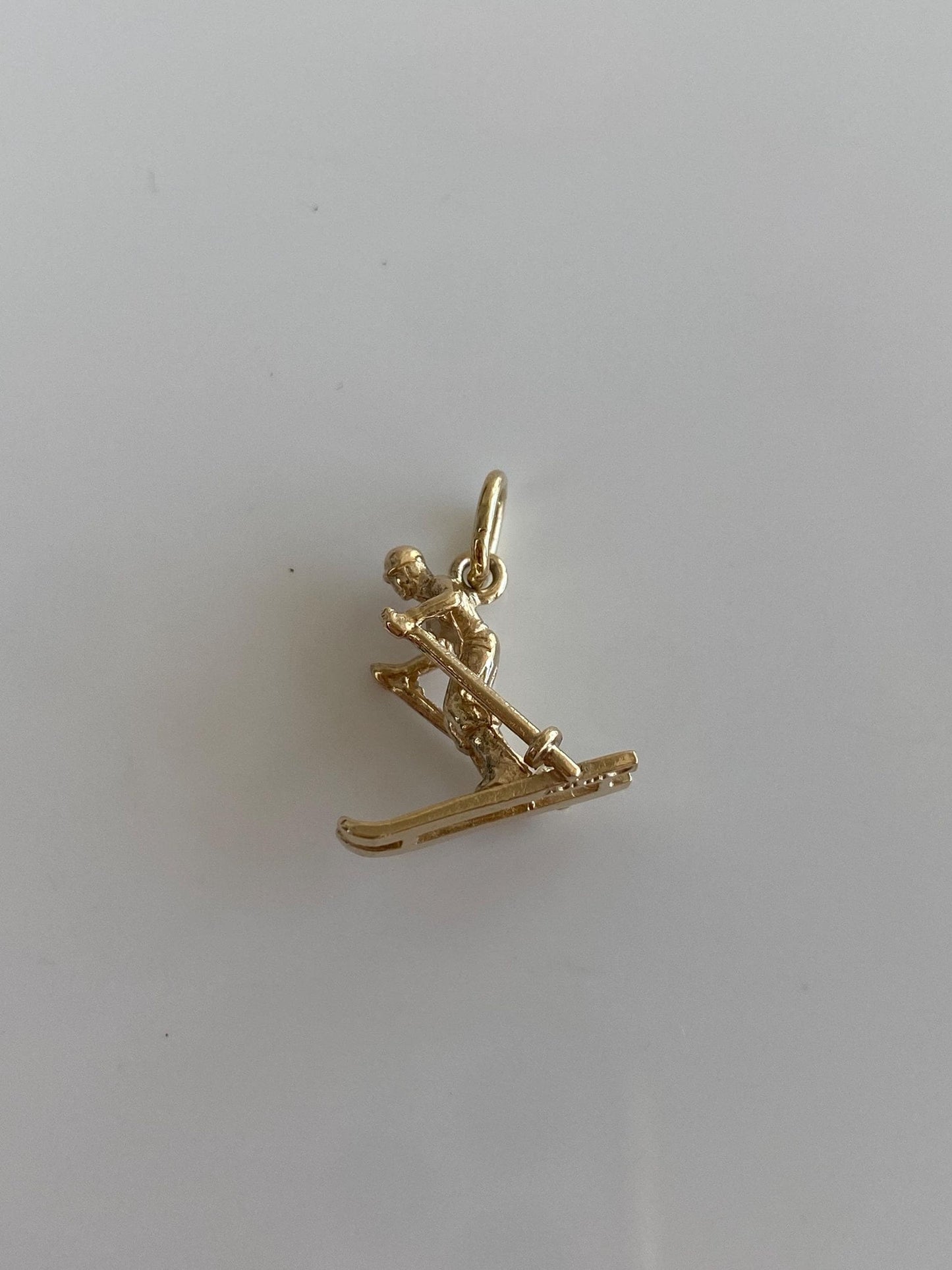Vintage Solid 10k Yellow Gold Skier Charm