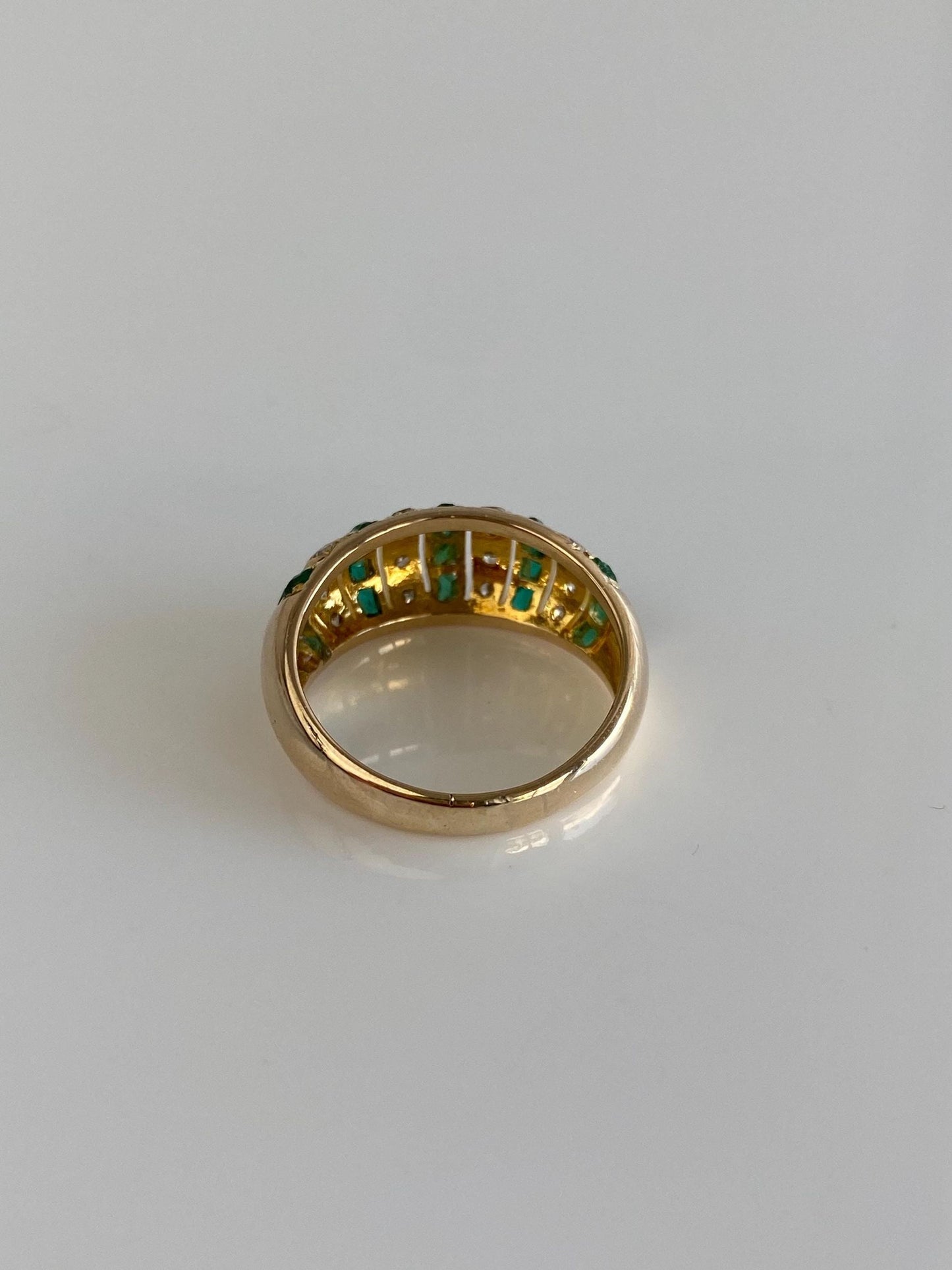Vintage Solid 10k Yellow Gold Diamond Emerald Ring Band - Size 6.5