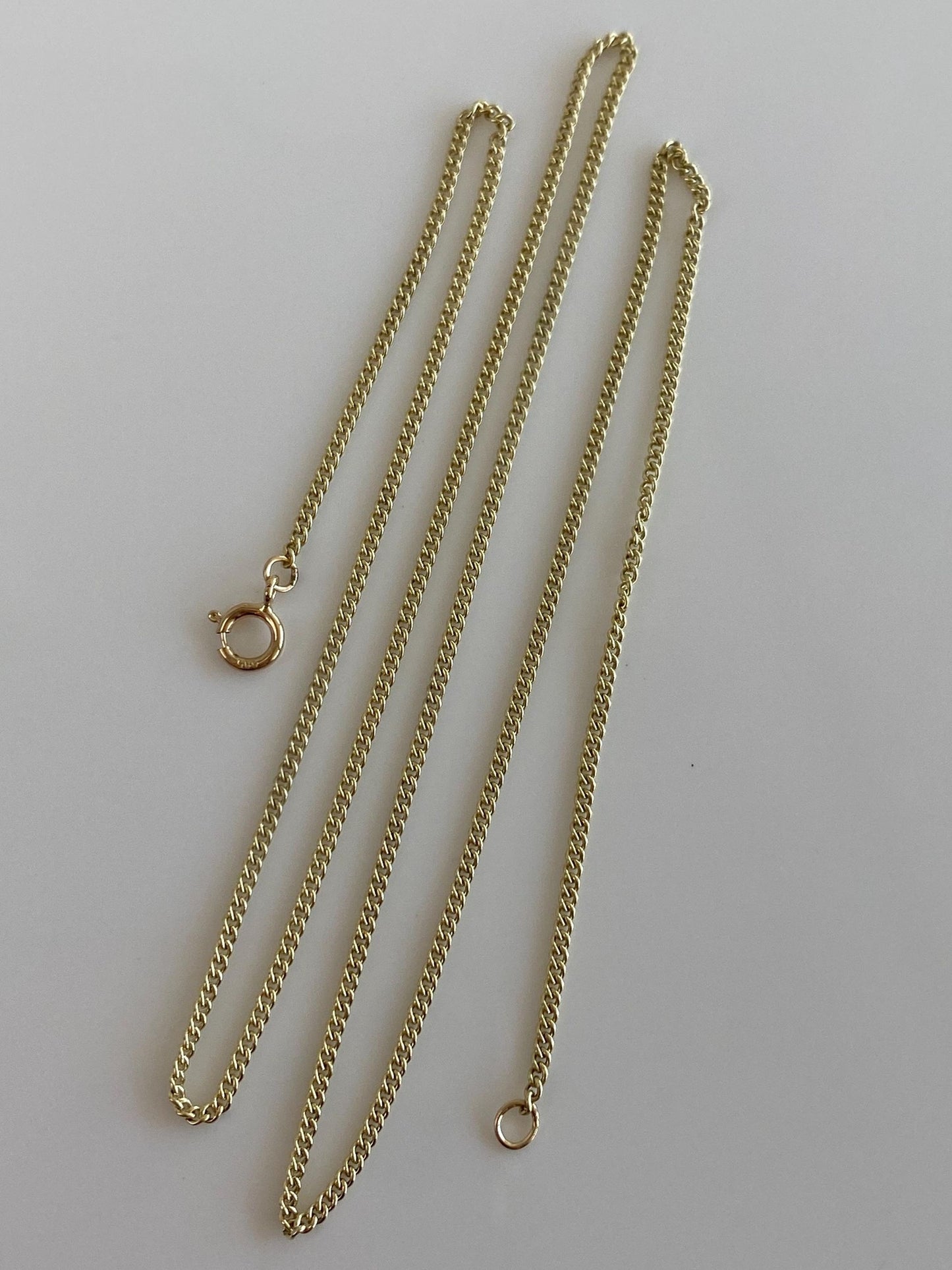 Vintage Solid 14k Yellow Gold Dainty Tight Curb Chain Necklace - 16.5 inches