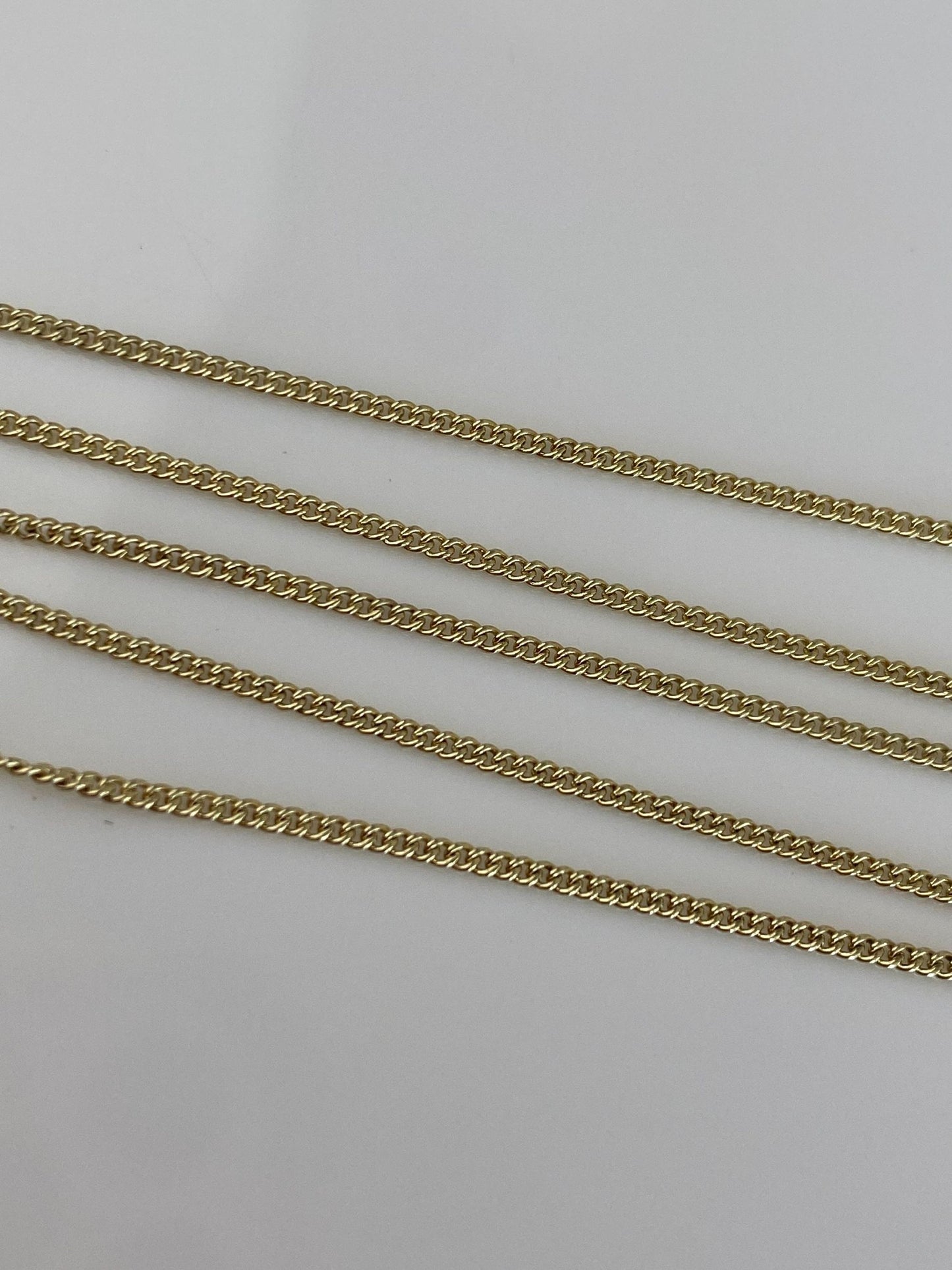 Vintage Solid 14k Yellow Gold Dainty Tight Curb Chain Necklace - 16.5 inches