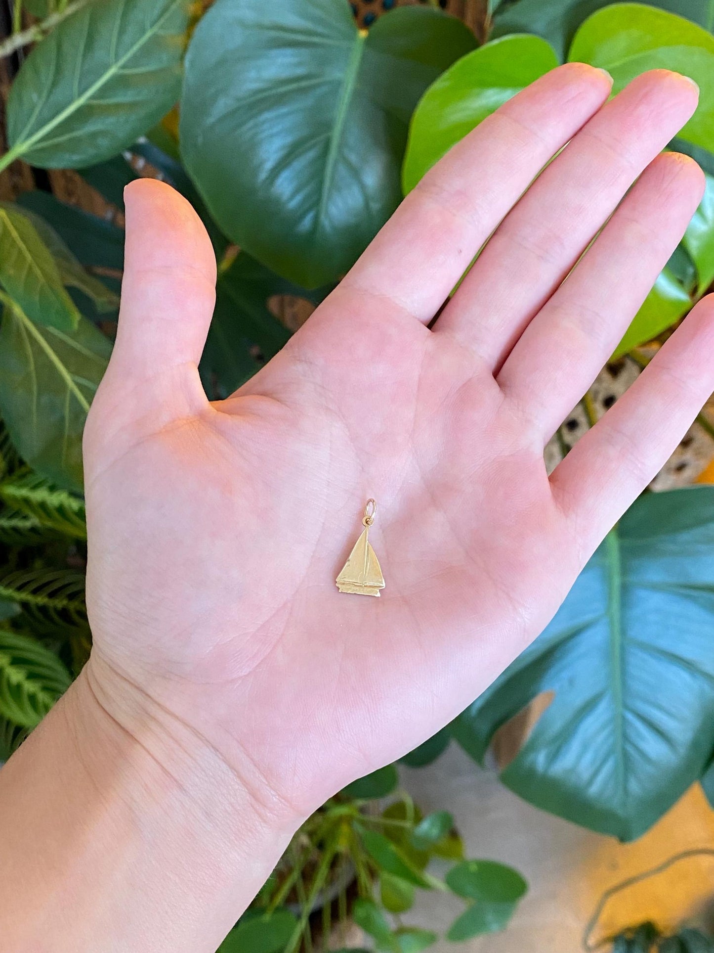 Solid 10k Yellow Gold Sailboat Charm