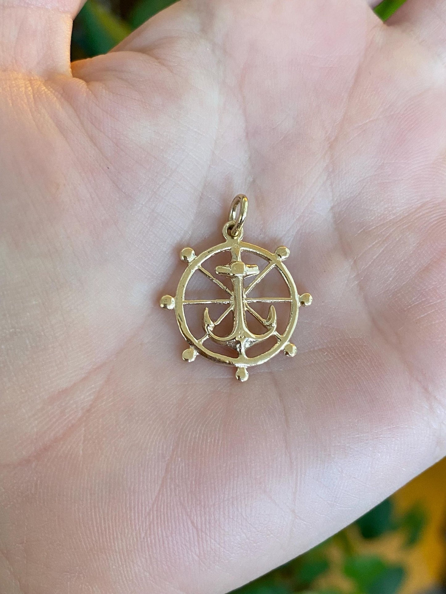 Vintage Solid 10k Yellow Gold Anchor Helm Charm