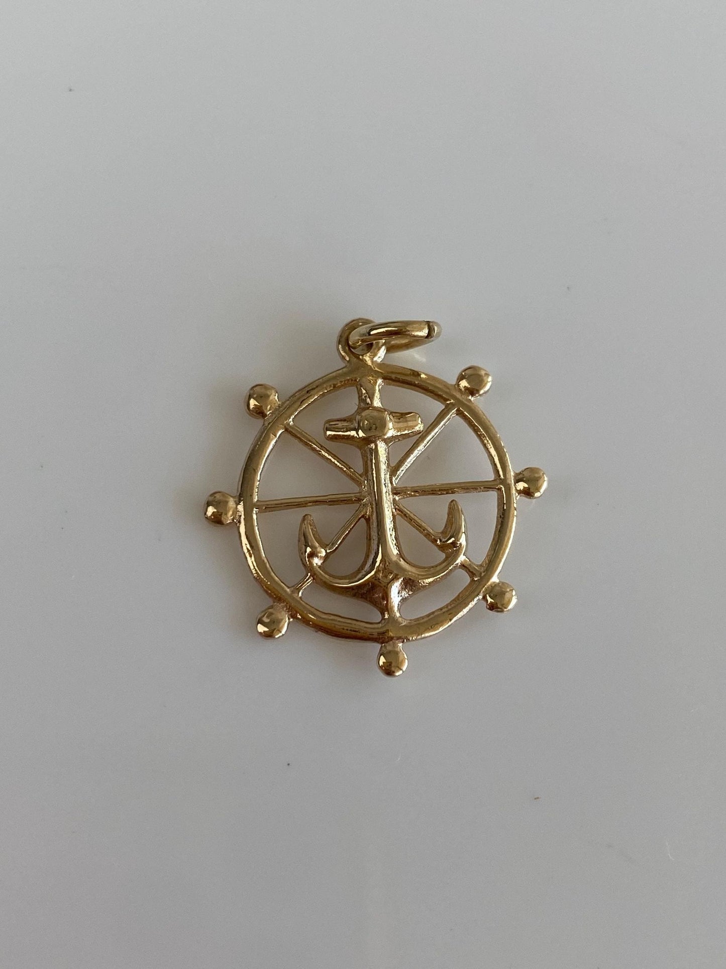 Vintage Solid 10k Yellow Gold Anchor Helm Charm
