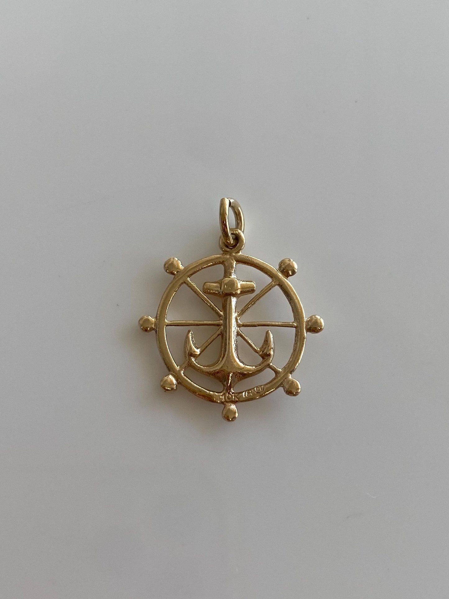 Vintage Solid 10k Yellow Gold Anchor Helm Charm