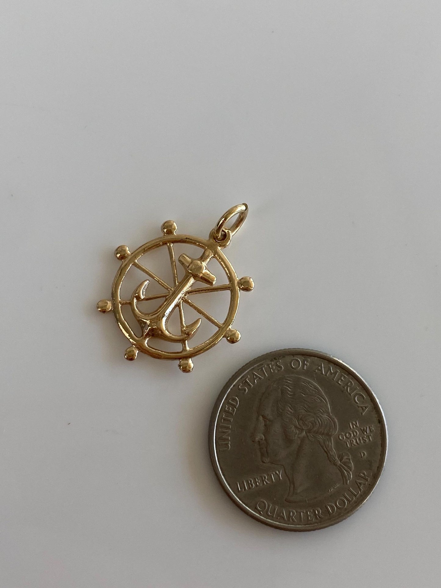 Vintage Solid 10k Yellow Gold Anchor Helm Charm