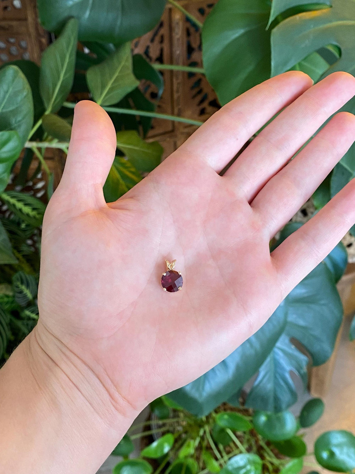 Vintage Solid 14k Yellow Gold Rose Cut Pink Tourmaline Charm