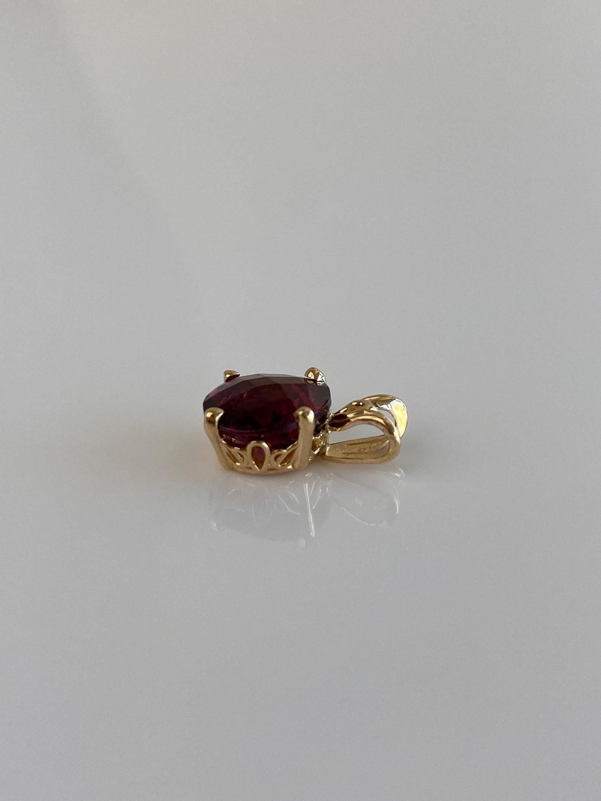 Vintage Solid 14k Yellow Gold Rose Cut Pink Tourmaline Charm