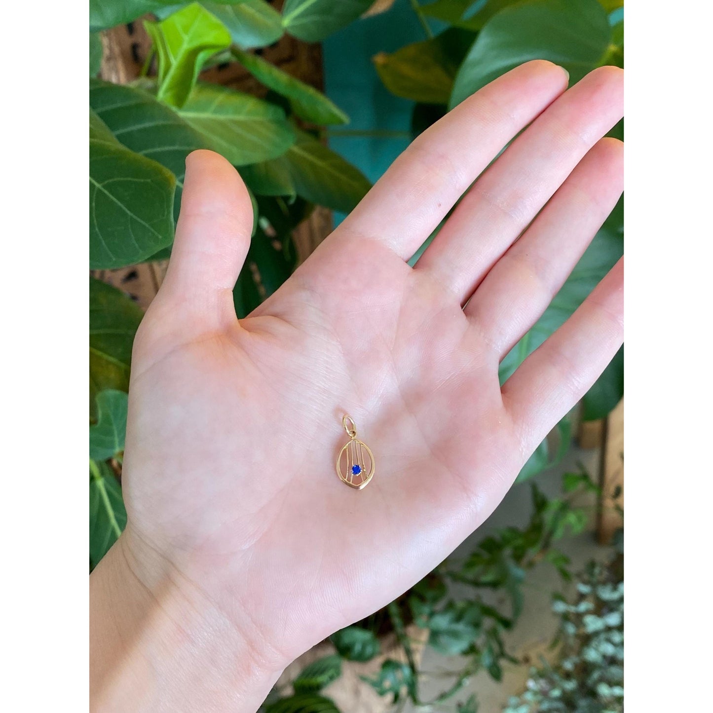 Vintage Solid 10k Yellow Gold Blue Cubic Zirconia Stick Pin Conversion Charm