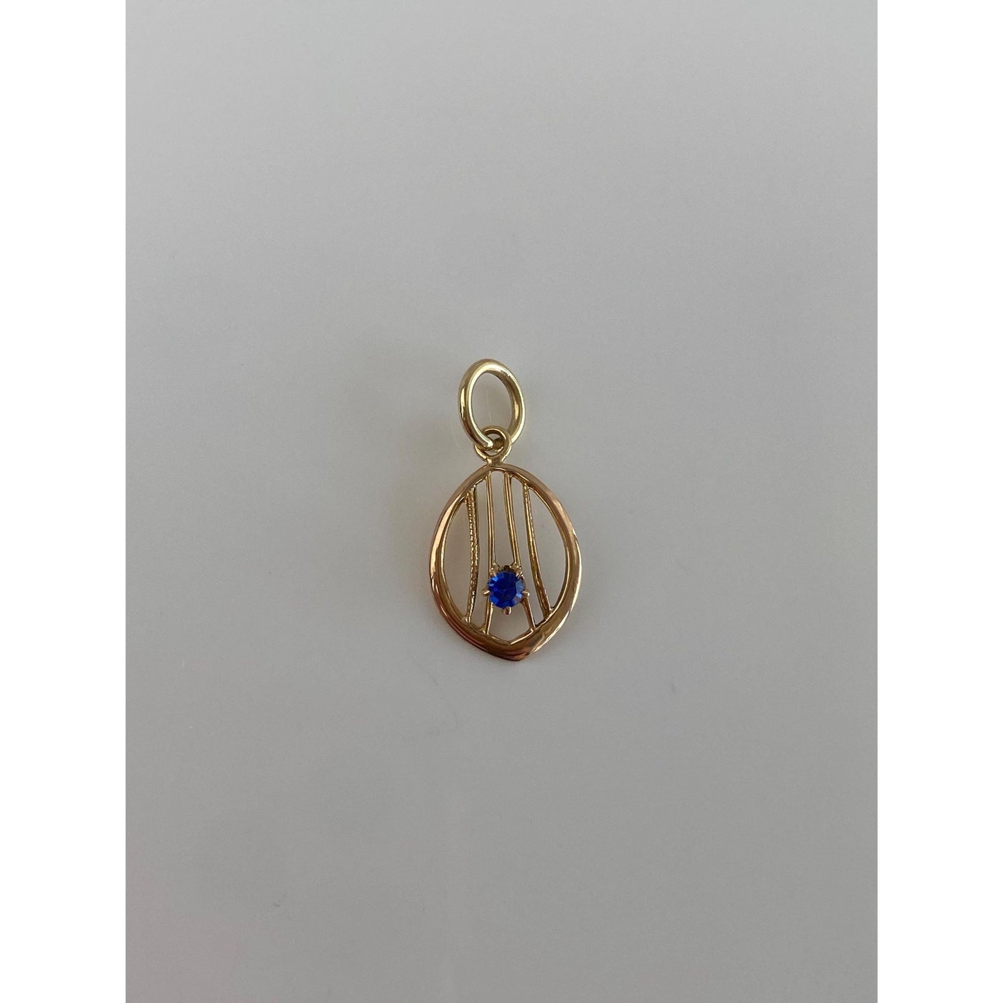 Vintage Solid 10k Yellow Gold Blue Cubic Zirconia Stick Pin Conversion Charm