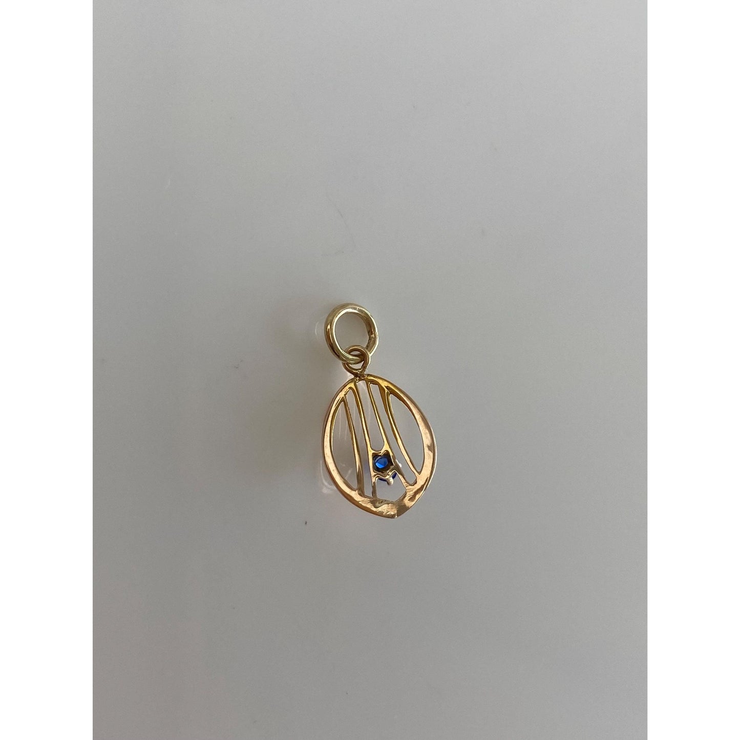 Vintage Solid 10k Yellow Gold Blue Cubic Zirconia Stick Pin Conversion Charm