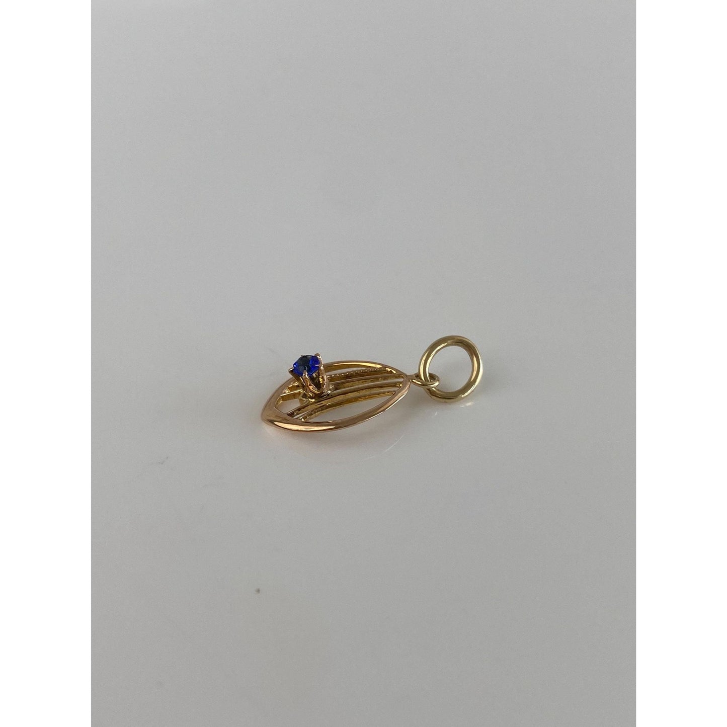 Vintage Solid 10k Yellow Gold Blue Cubic Zirconia Stick Pin Conversion Charm