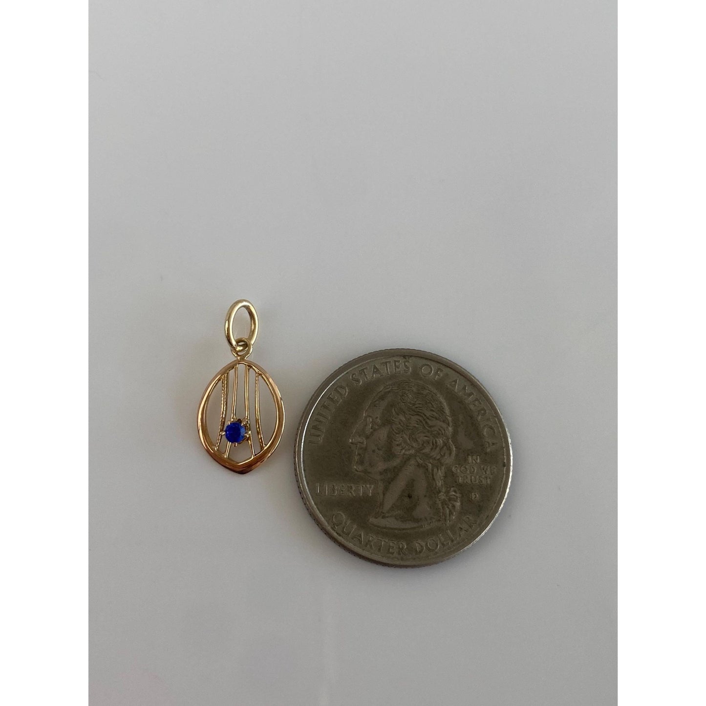 Vintage Solid 10k Yellow Gold Blue Cubic Zirconia Stick Pin Conversion Charm