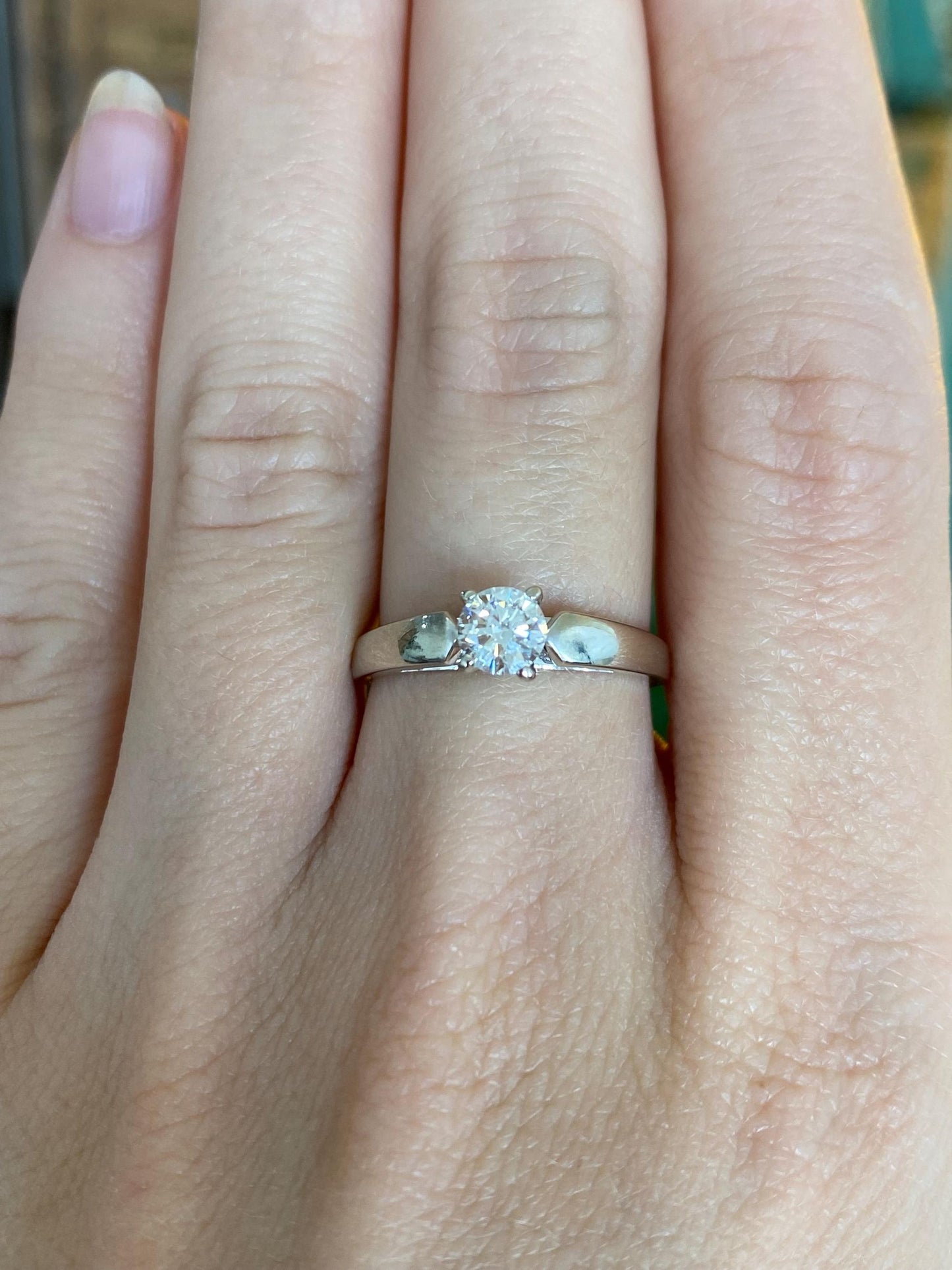 Vintage Solid 14k White Gold Diamond Ring - Size 6.25
