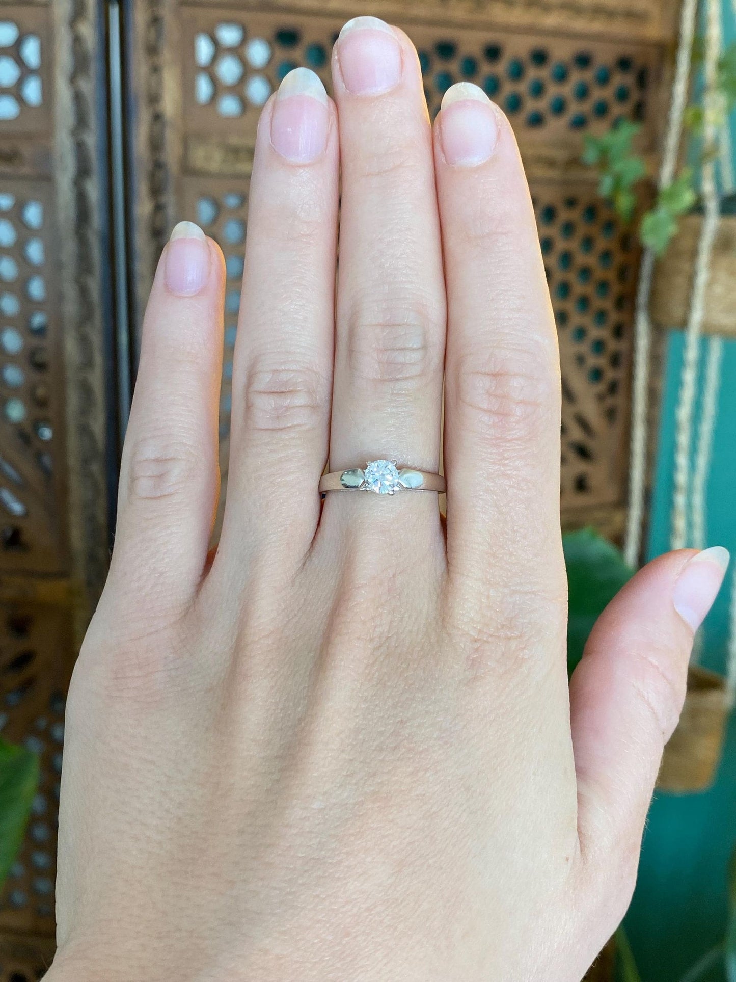 Vintage Solid 14k White Gold Diamond Ring - Size 6.25