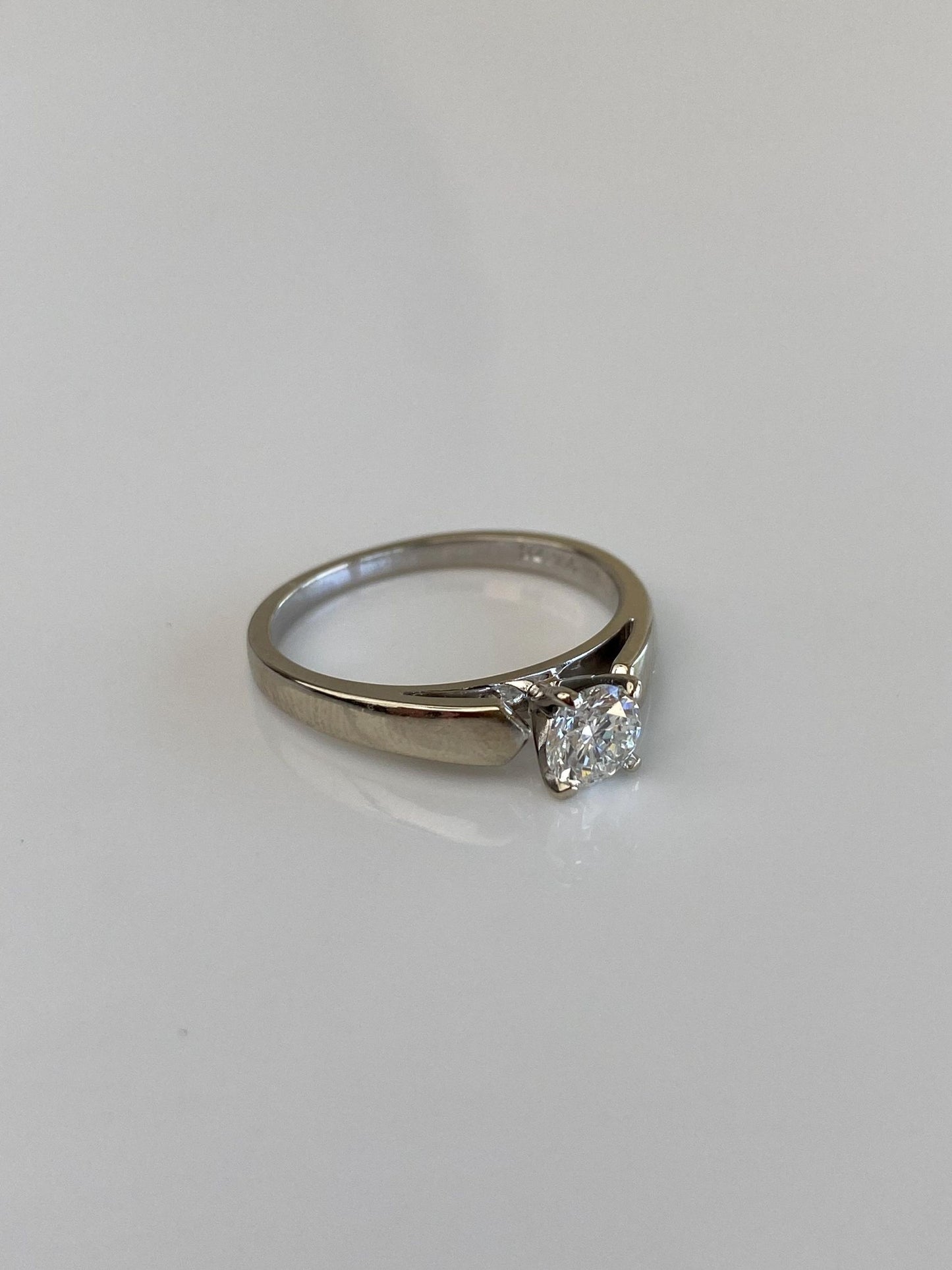 Vintage Solid 14k White Gold Diamond Ring - Size 6.25