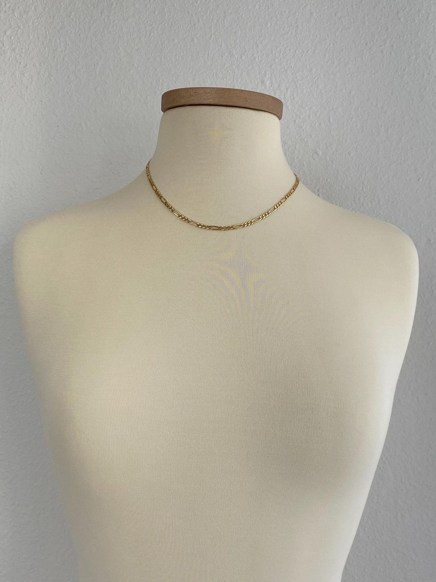 Vintage Solid 14k Yellow Gold Figaro Chain Necklace - 18 inches