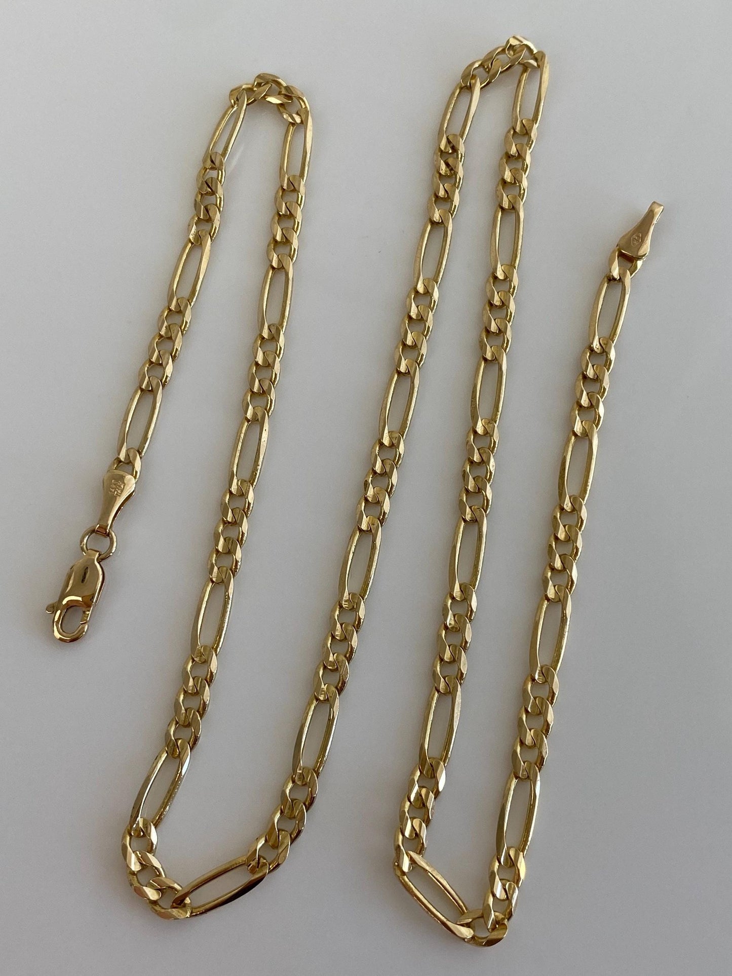 Vintage Solid 14k Yellow Gold Figaro Chain Necklace - 18 inches