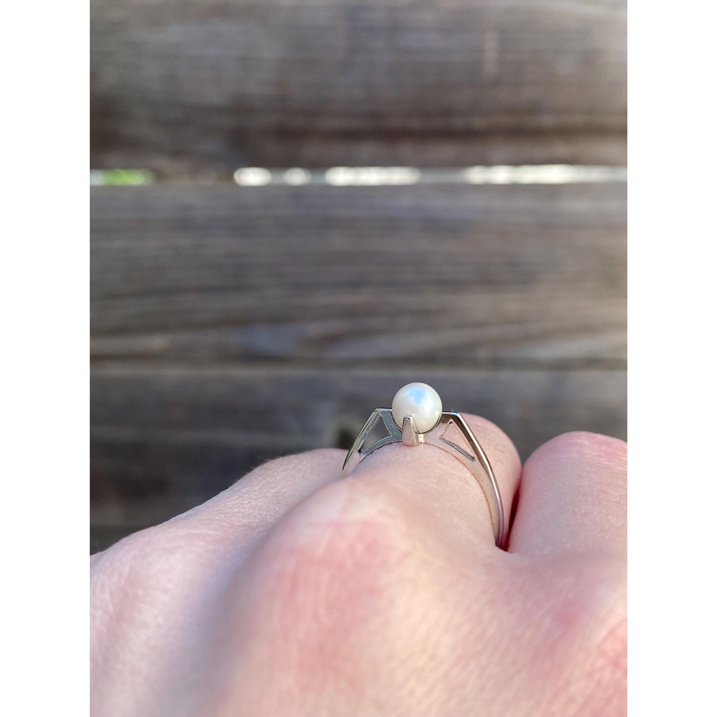 Vintage Solid 10k White Gold Pearl Ring - Size 5.75