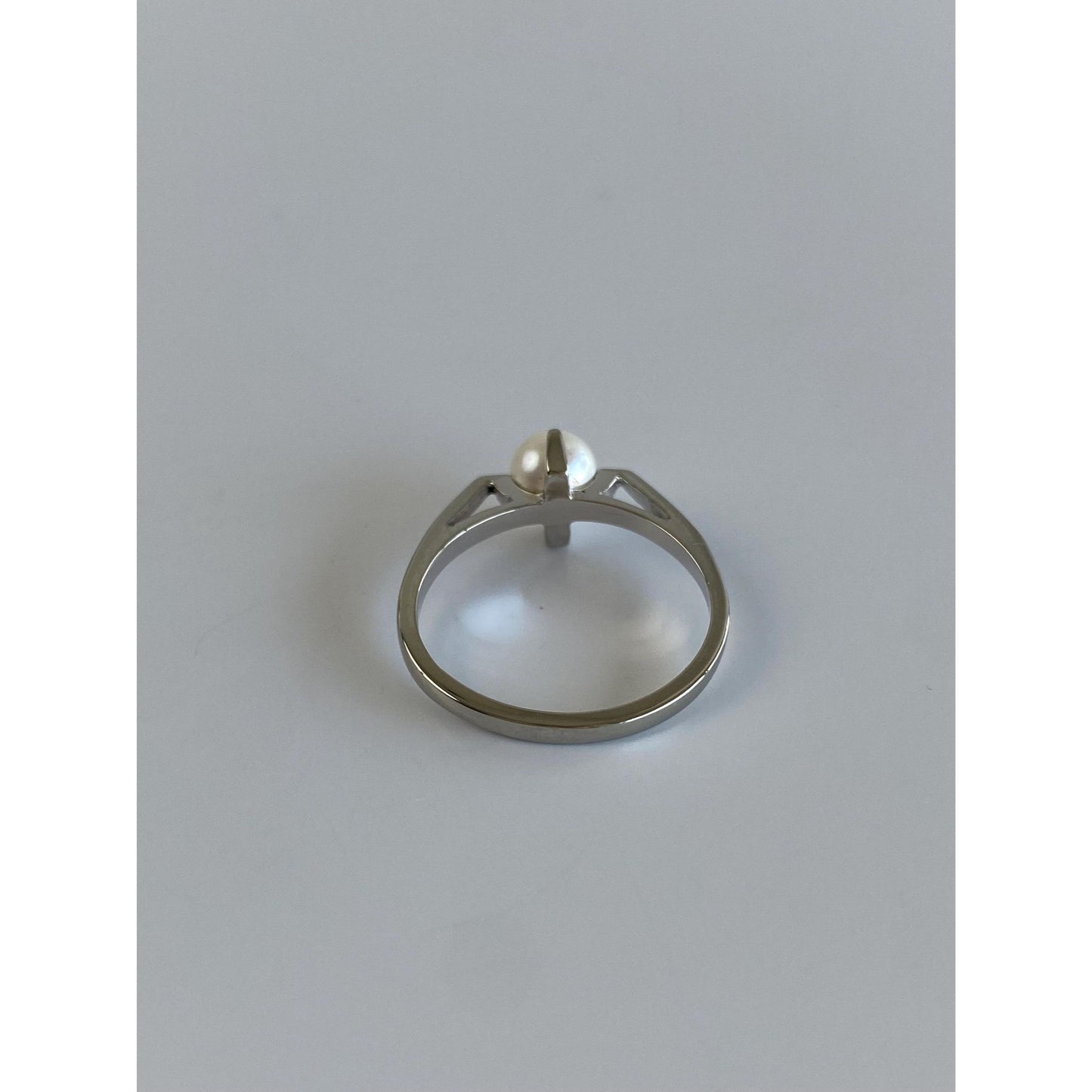 Vintage Solid 10k White Gold Pearl Ring - Size 5.75