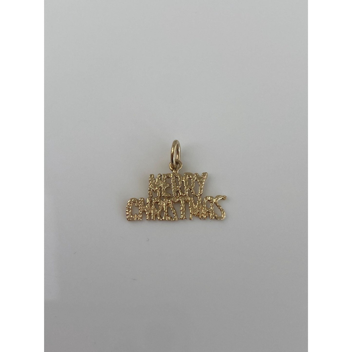 Vintage Solid 14k Yellow Gold Merry Christmas Charm