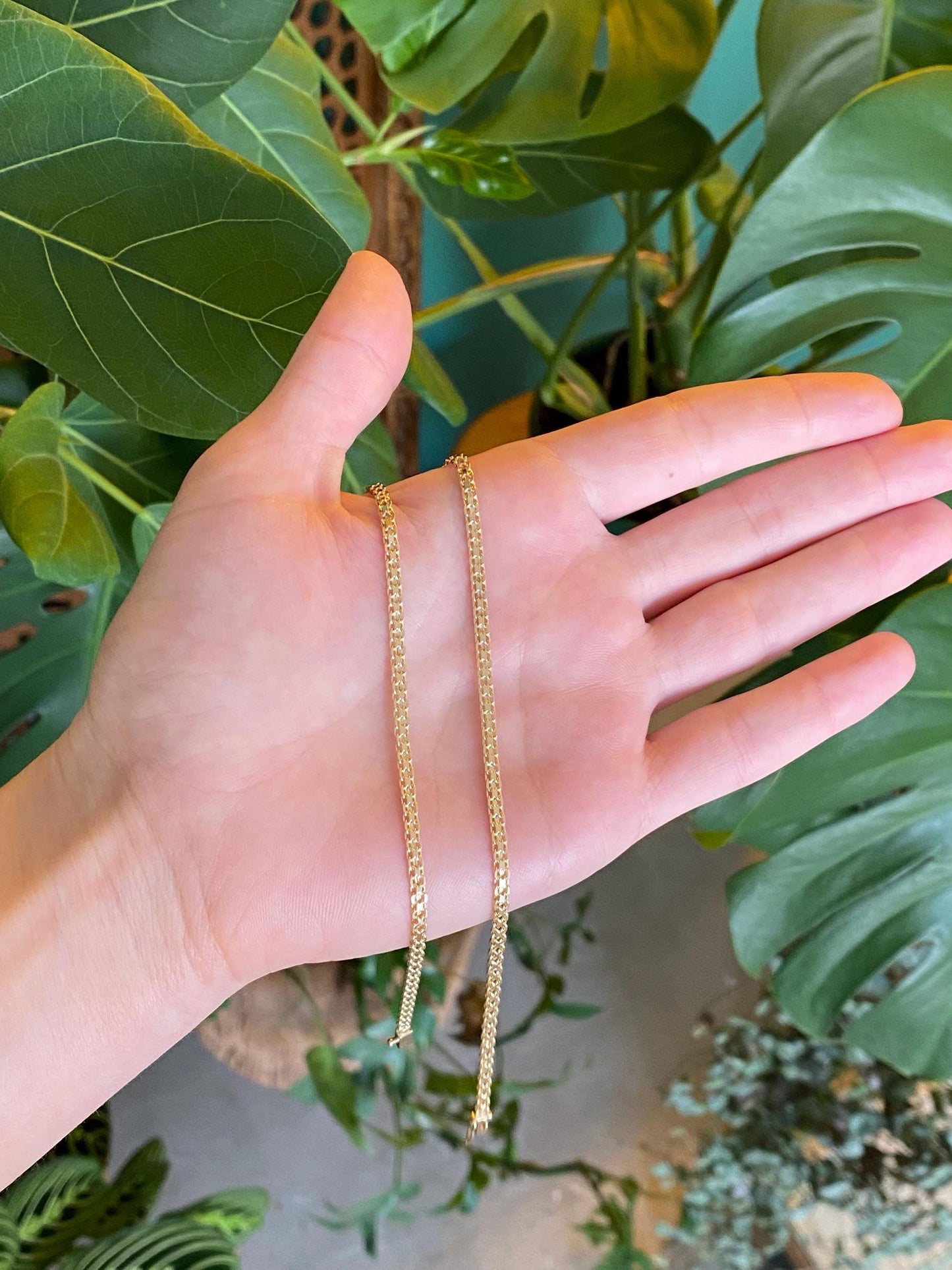 Vintage Solid 14k Yellow Gold Bismark Chain Necklace - 13.5 inches