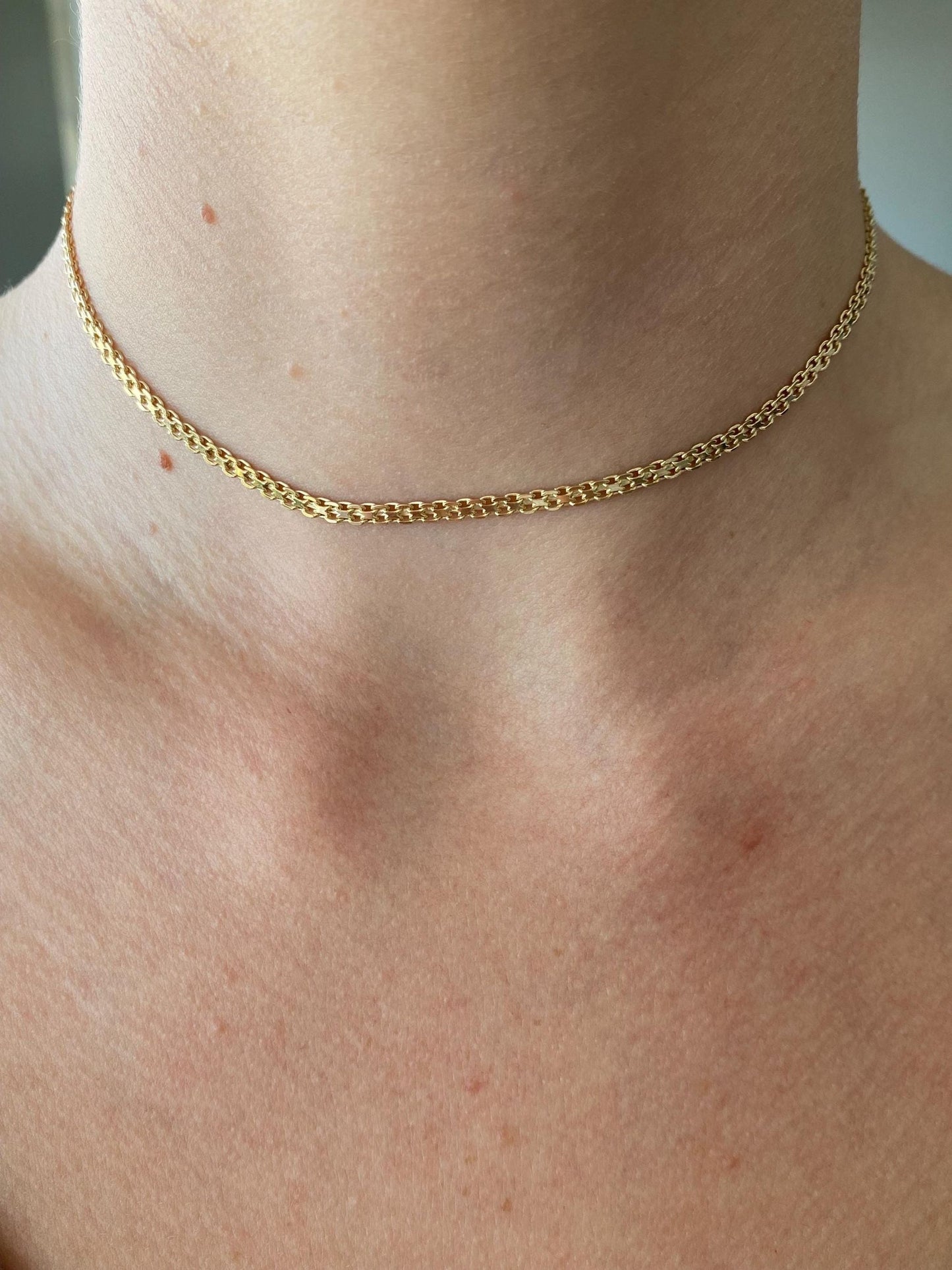 Vintage Solid 14k Yellow Gold Bismark Chain Necklace - 13.5 inches