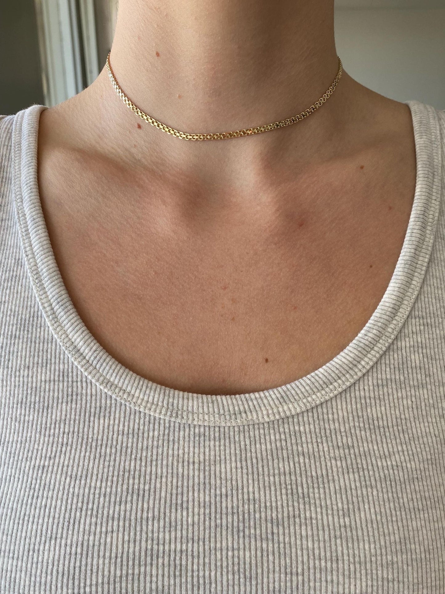 Vintage Solid 14k Yellow Gold Bismark Chain Necklace - 13.5 inches