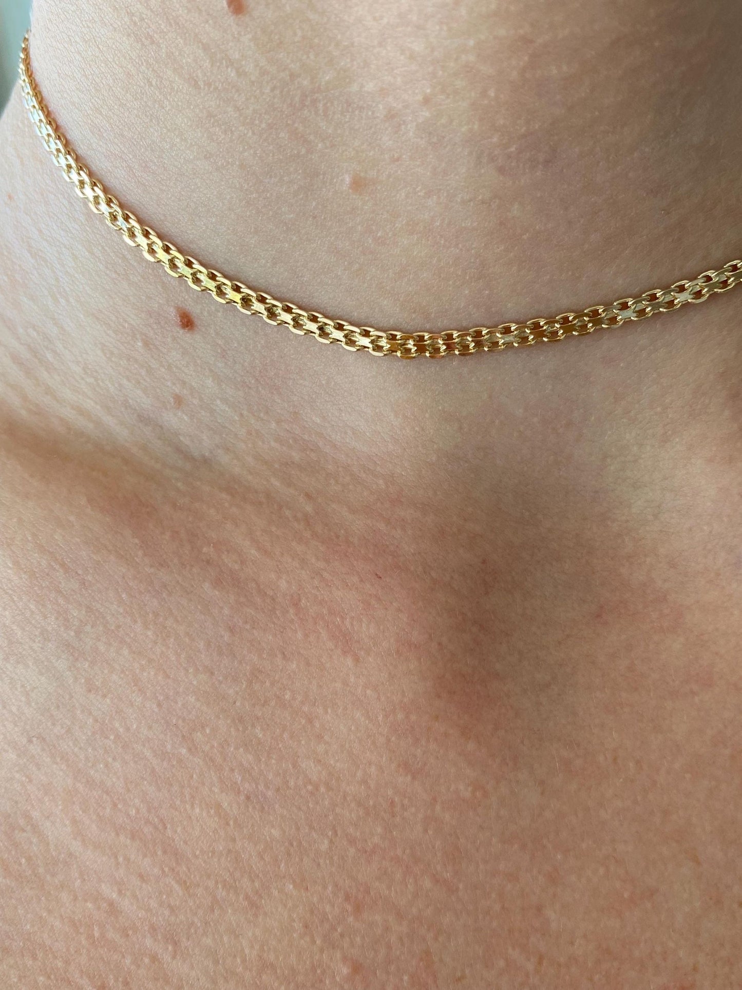 Vintage Solid 14k Yellow Gold Bismark Chain Necklace - 13.5 inches
