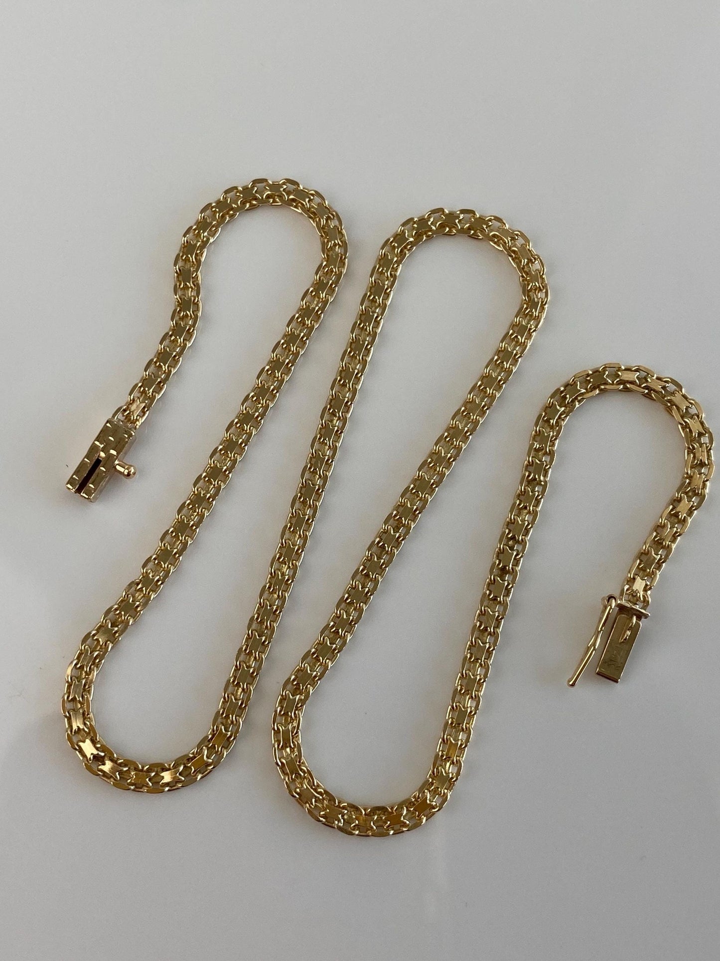 Vintage Solid 14k Yellow Gold Bismark Chain Necklace - 13.5 inches